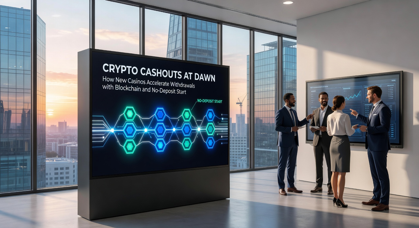 Close-up of a smartphone screen displaying a crypto casino app with a successful withdrawal notification, blockchain icons pulsing in the background, and a clock showing an early morning timestamp