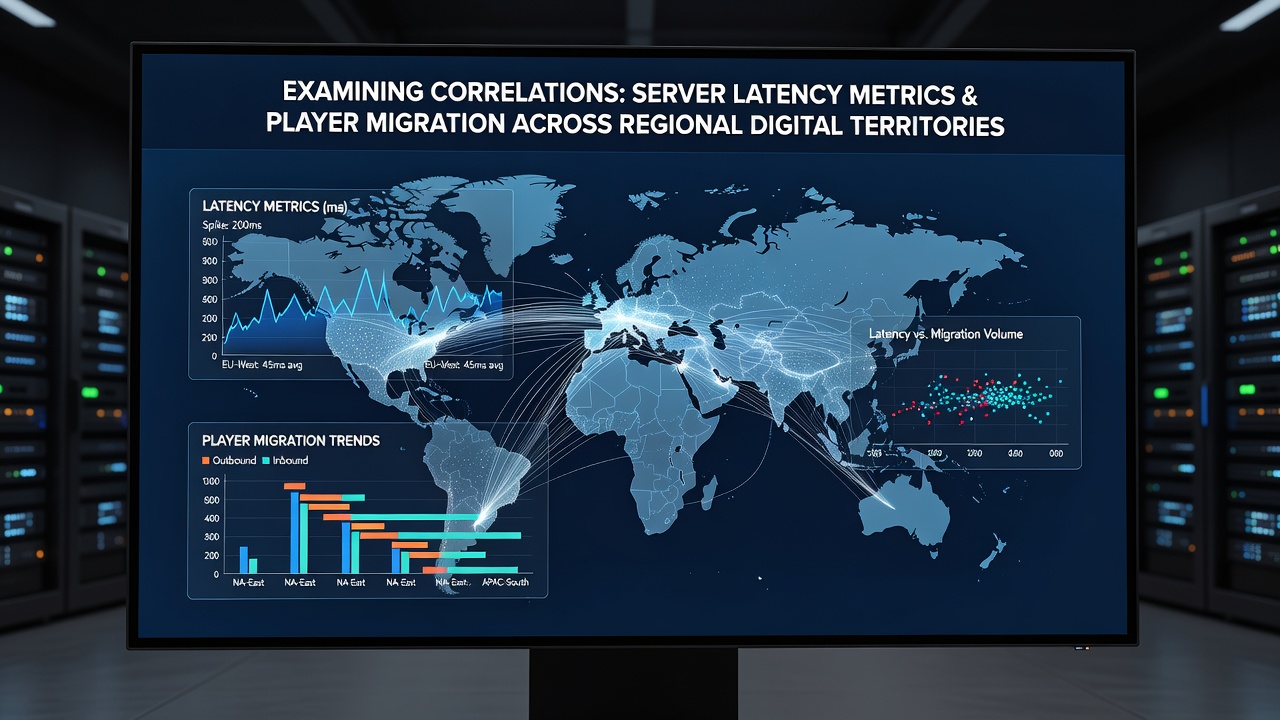 Heatmap visualization of player migration flows between regional servers during latency events in digital table networks
