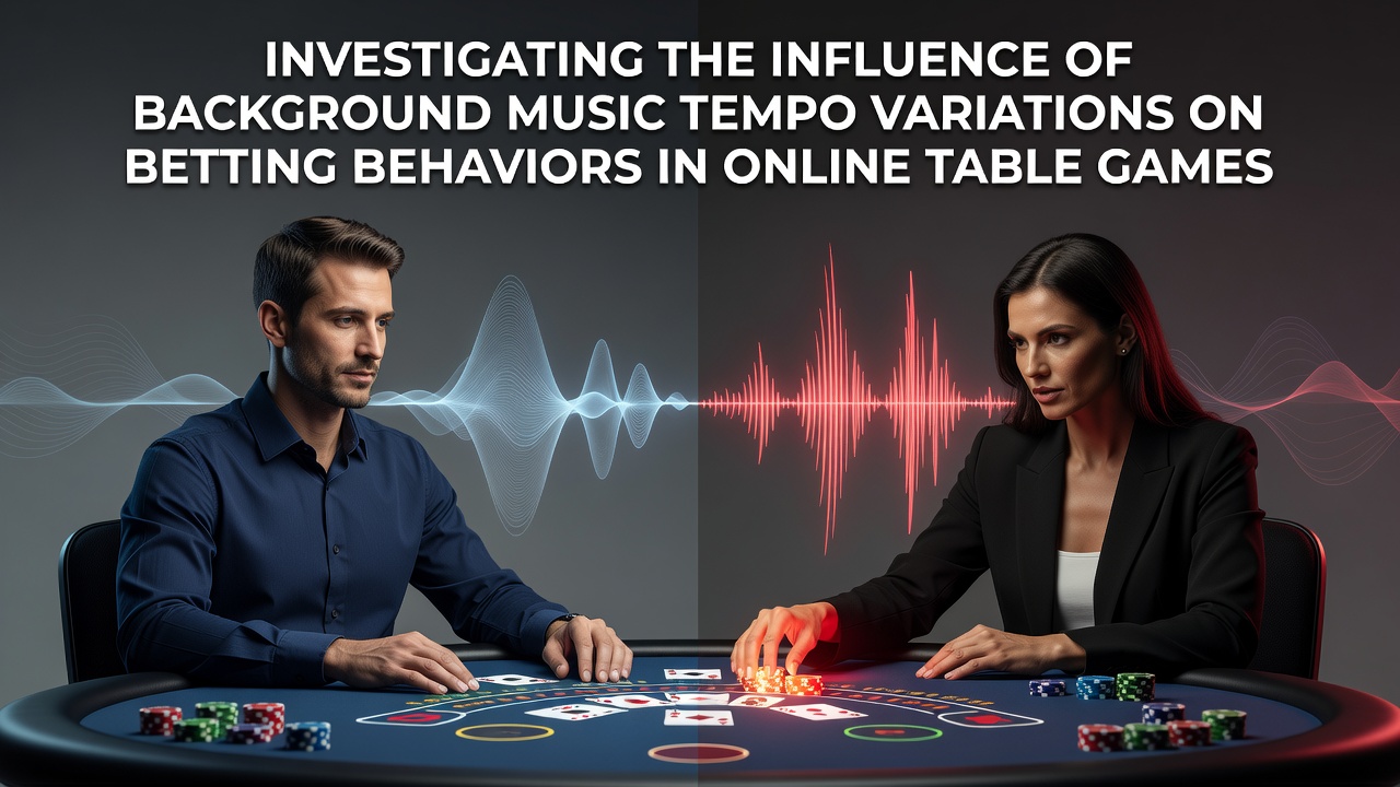 Online blackjack table interface displaying background music tempo settings alongside betting controls