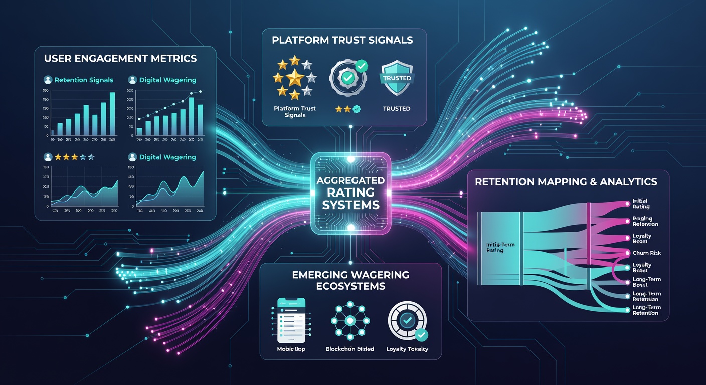 Dashboard screenshot illustrating retention signal mapping from user ratings to player activity metrics in online wagering systems