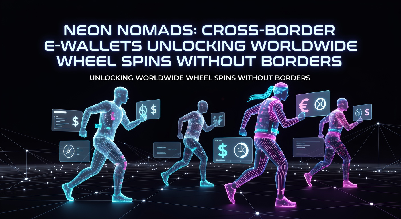 Vibrant digital nomad spinning slot wheels on a laptop against a global city skyline, symbolizing borderless online casino access via e-wallets