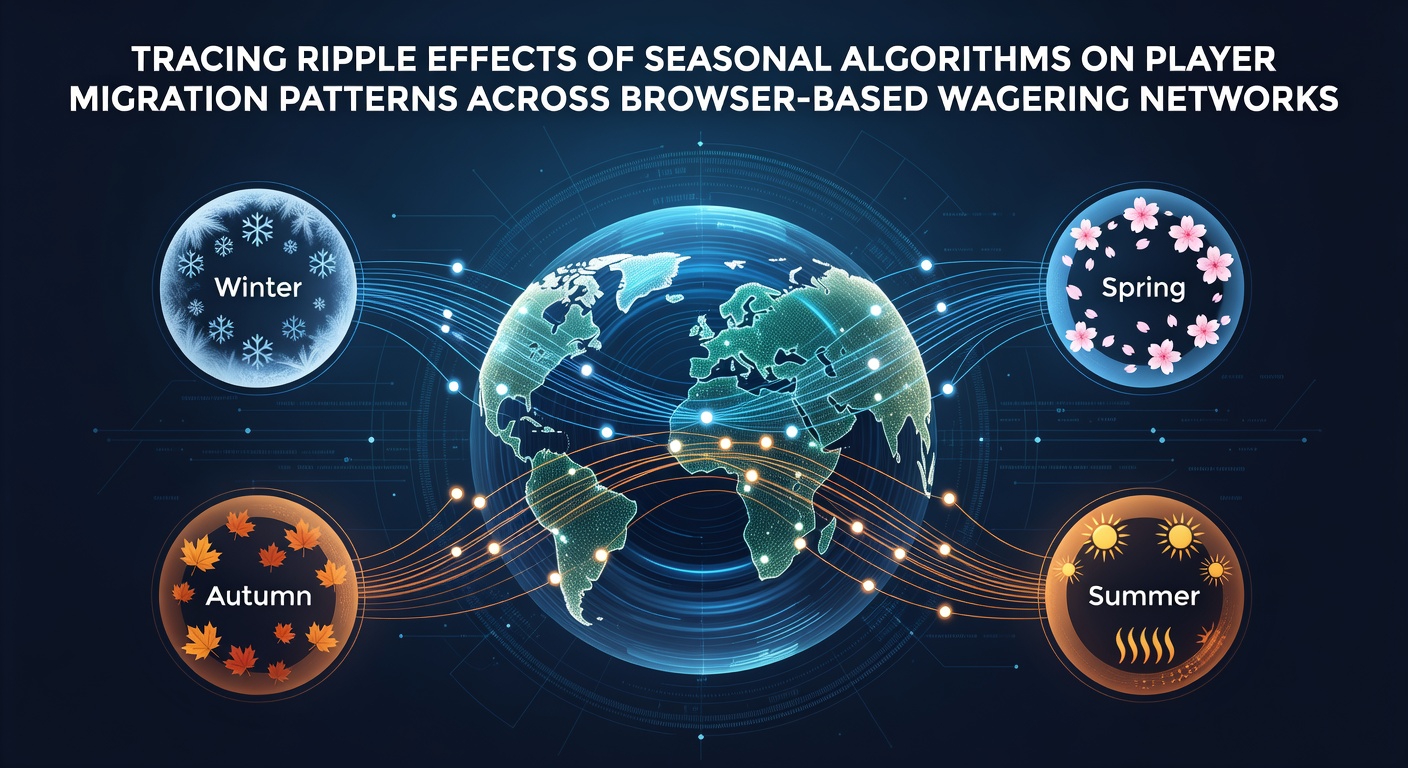 Visual representation of seasonal algorithm impacts on browser-based wagering networks and player flows